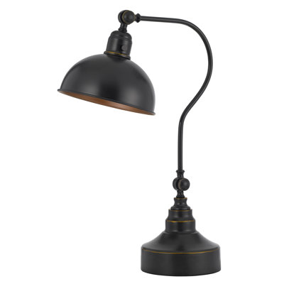 Carowyn 25" Distressed Metal Adjustable Desk Lamp With Dome Shade
