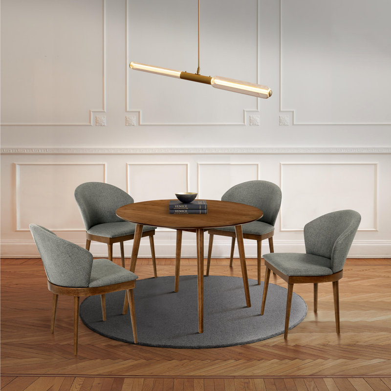 Ensemble de salle à manger 5 pièces Anthonella, Noyer, Bleu / noyer, H 29,5 po x L 42 po x l 42 po