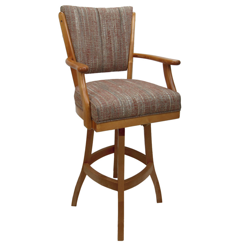 Tabouret en bois Callisnagh - vinyle beige - brun, Brun / Noir, Très grand (siège d'une hauteur de 34 po)