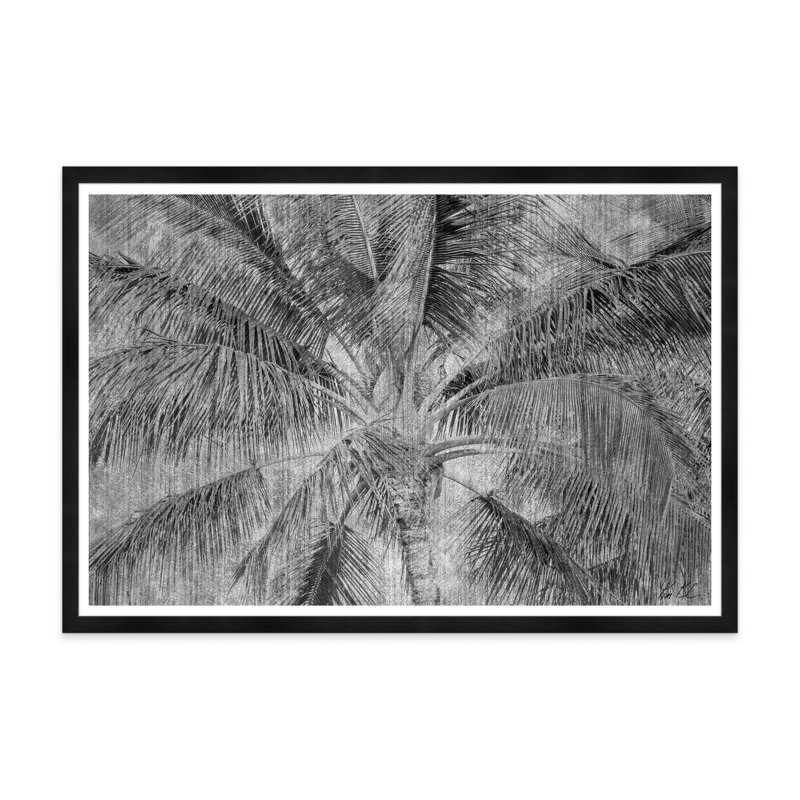Palmier tropical en noir et blanc, Noir, H 35,5 po x l 54,75 po x P 1,5 po