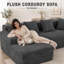 Modern Oversized 262cm Boneless Corner Sofa L-Shaped Corduroy Sofa With Storage Pockets-985689598-985689596