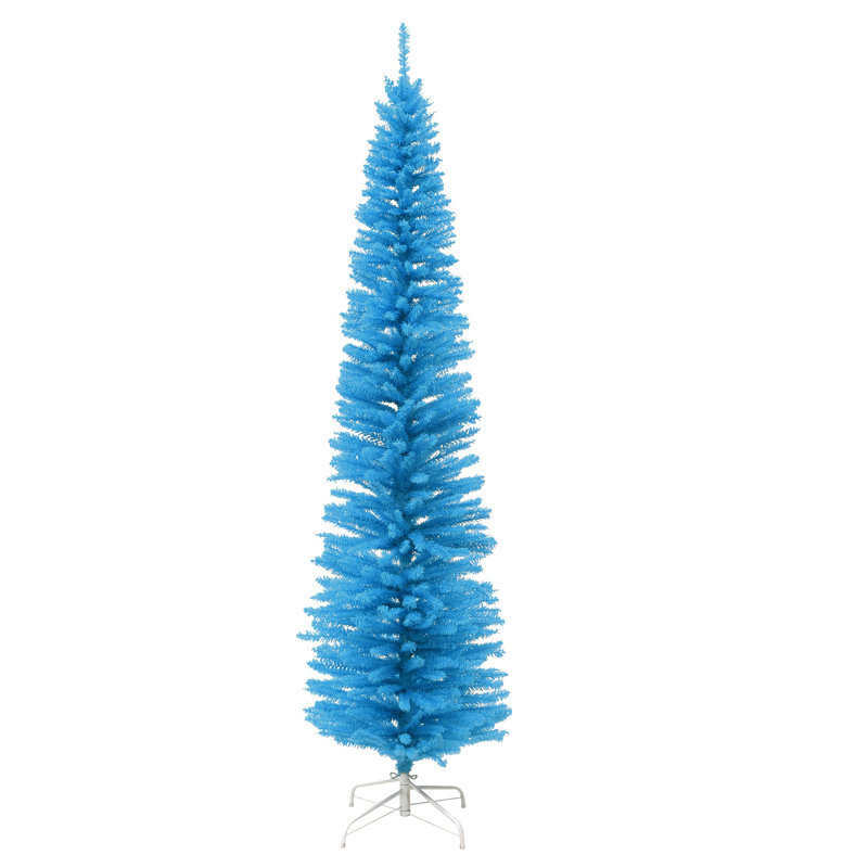 Sapin de Noël artificiel mince 7 pi 6 po bleu clair