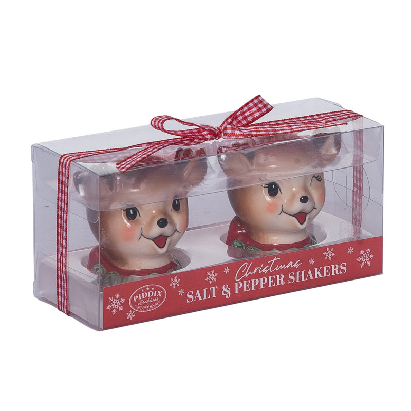 Ensemble de 2 salières et poivrières Dolomite Vintage Reindeer