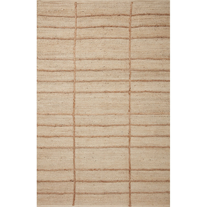 Tapis beige / brun en jute / sisal tissé à plat à la main Bement, Rectangle 2 pi 3 po x 3 pi 9 po