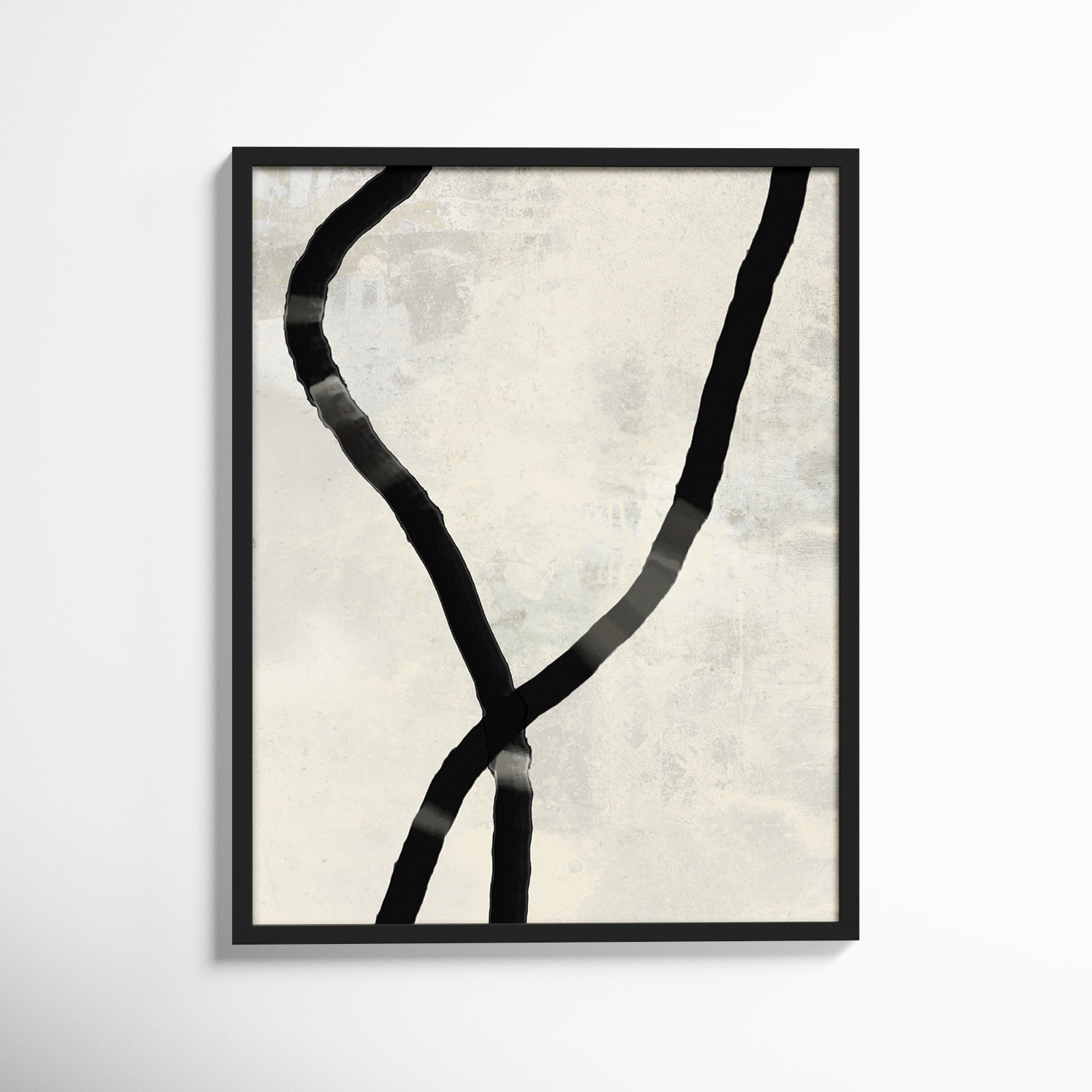 Ropes Series I "Black Rope 5" Print, Black, 38" H x 30" W x 1.25" D