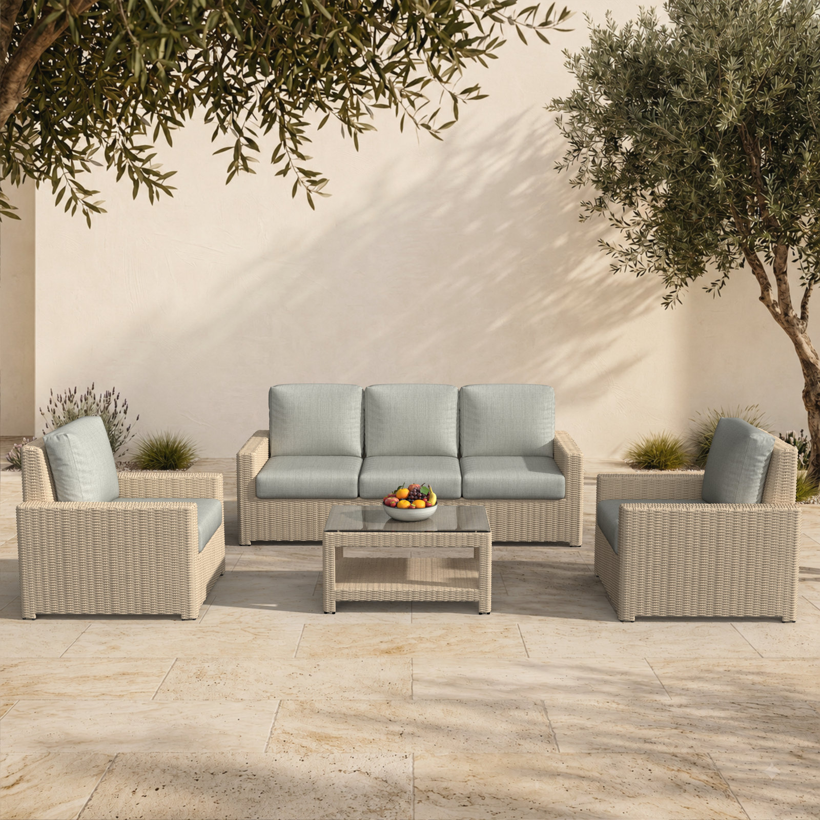 Henri 5-Person Sunbrella® Patio Seating Group, Sunbrella® Canvas Fern