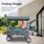 Wagon pliable à pousser et tirer avec auvent amovible, gris