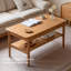 Table basse moderne en bois massif minimaliste-389978228