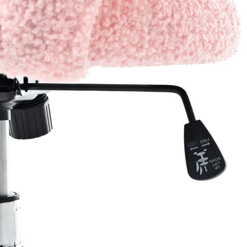 Chaise de bureau à domicile pivotante à 360° avec revêtement en tissu rose et confortable