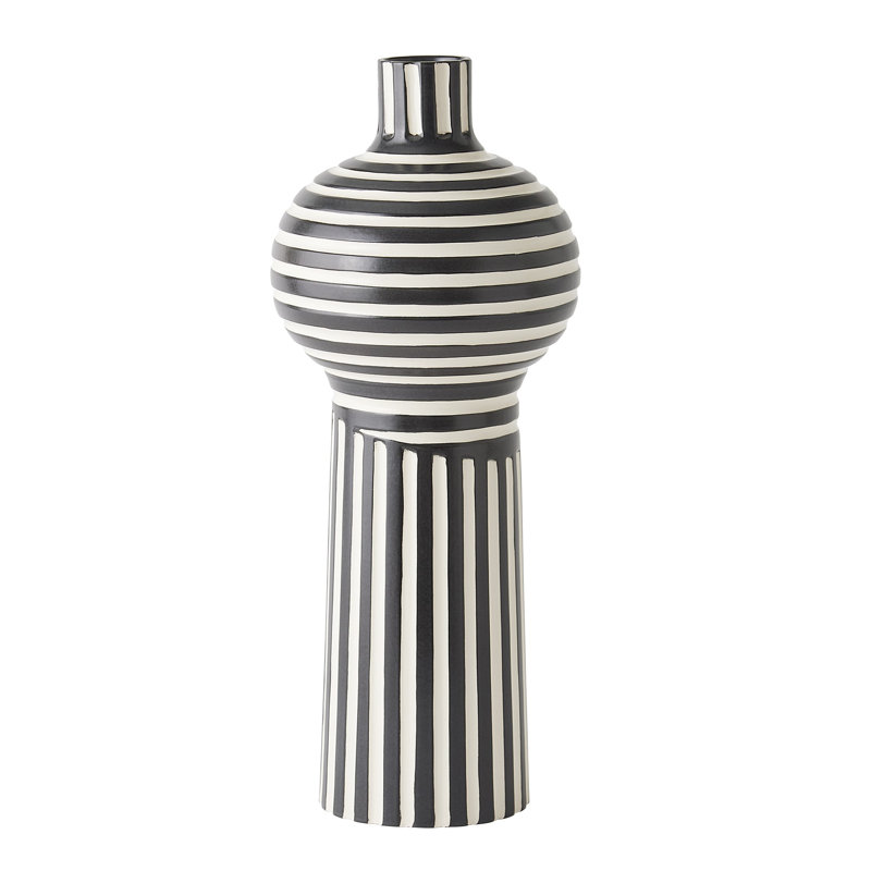Colbert Vase-Black/White, 20.5" H x 8.5" W x 8.5" D