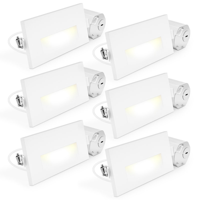 Éclairage de marches à pince à DEL Luxrit, 5CCT, 3W, 150 lumens, diffusion à 90 °, intensité variable, 120V, étanche IP65, étanche et ETL, paquet de 6