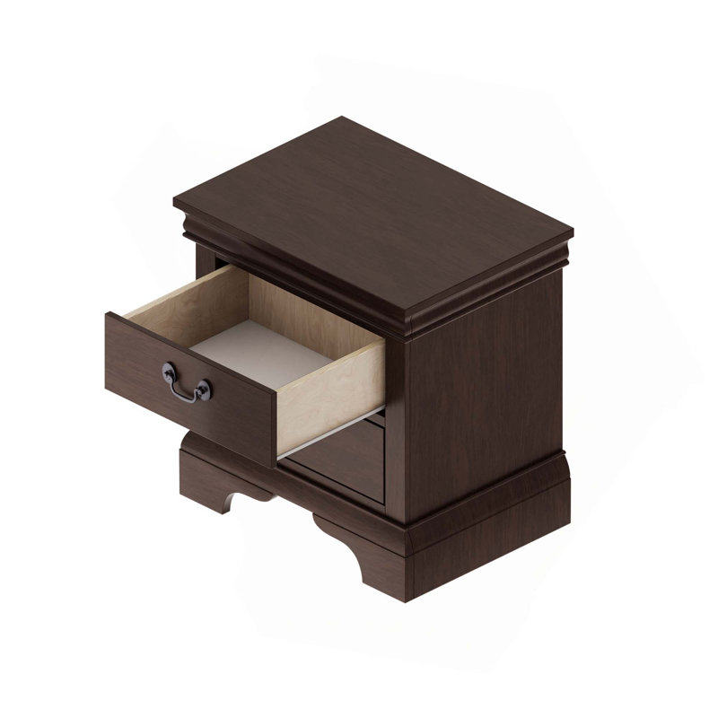 Table de chevet classique en bois avec 2 tiroirs pour le rangement de la chambre à coucher et l'organisation de vos essentiels de chevet