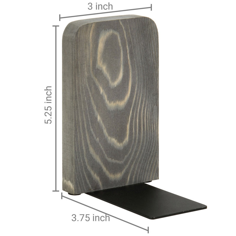 Wood Non-Skid Bookends, Grey