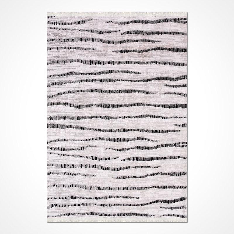 Tapis gris moderne lavable à la machine, Tapis de couloir 2 pi 8 po x 6 pi 7 po