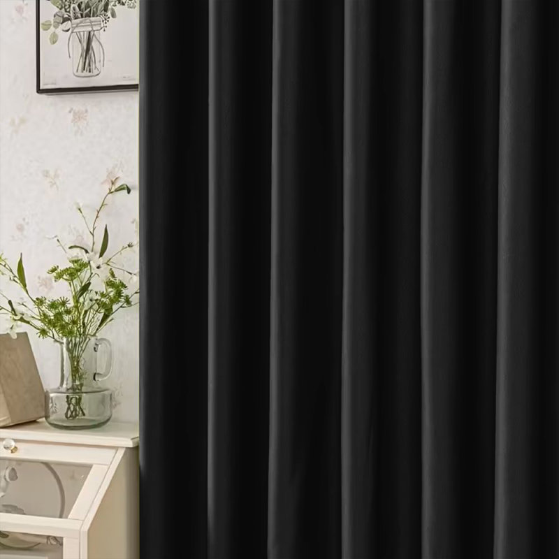 Aspire Homeware 100% Polyester Room Darkening Blackout Eyelet Curtains (Set Of 2), Black, 117cm Width x 137cm Drop