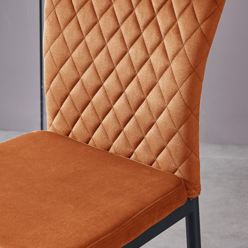 Leilauni Tufted Upholstered Velvet Armless Dining Chair, Orange
