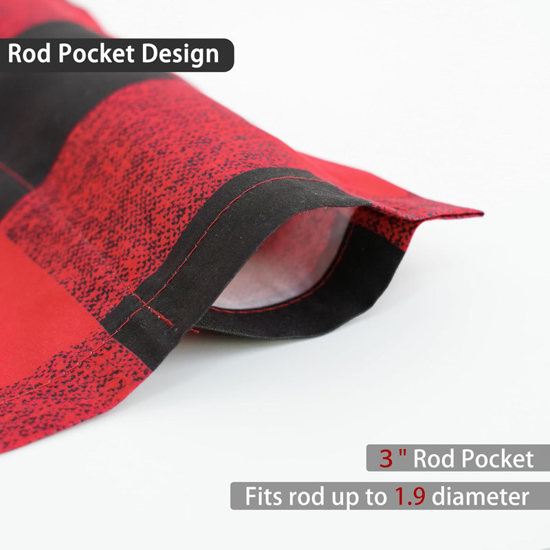 Paire de rideaux semi-transparents 2 panneaux Chionne, Rouge / noir, L 52 po x L 84 po