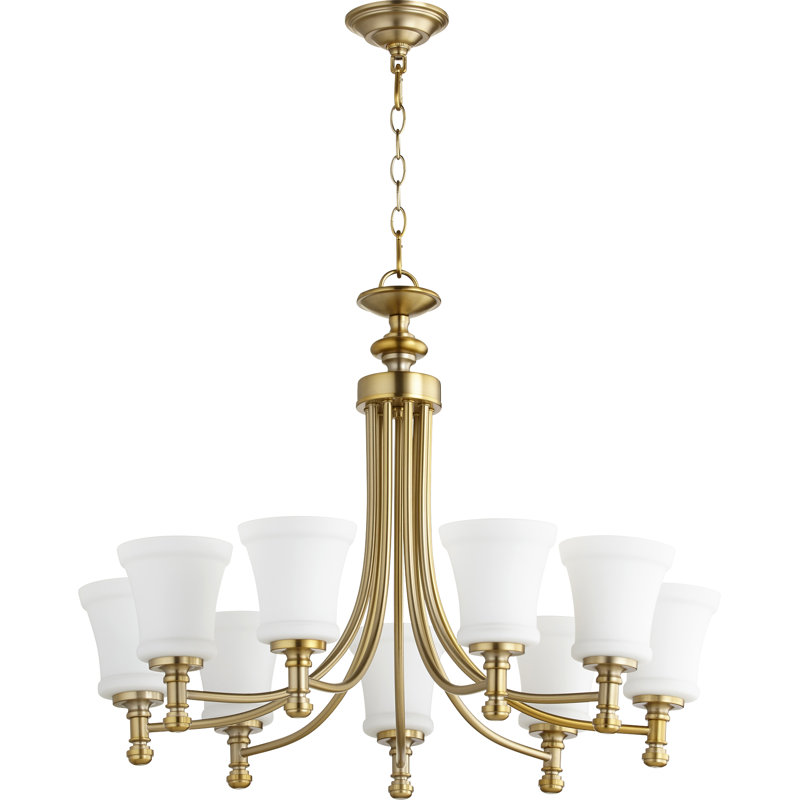 Herman 9 - Light Classic / Traditional Chandelier, Aged Brass