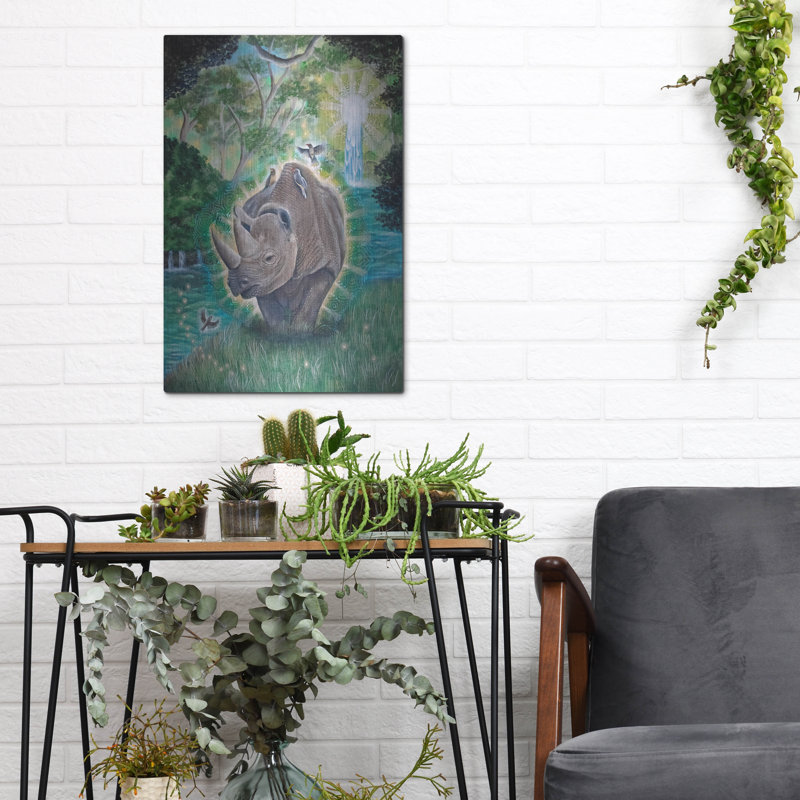  «Rhinoceros Medecine» par Verena Wild, art mural en métal, 12 po x 16 po