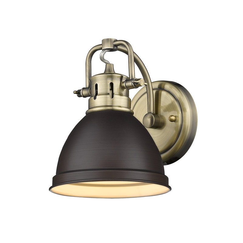 Applique murale 1 lumière Bowdoinham, Laiton vieilli, Bronze huilé