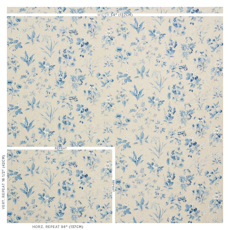 Tissu Floreana, Bleu