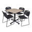 Nicklas square break room table, 4 Zeng stacking chairs-32668292-32668293