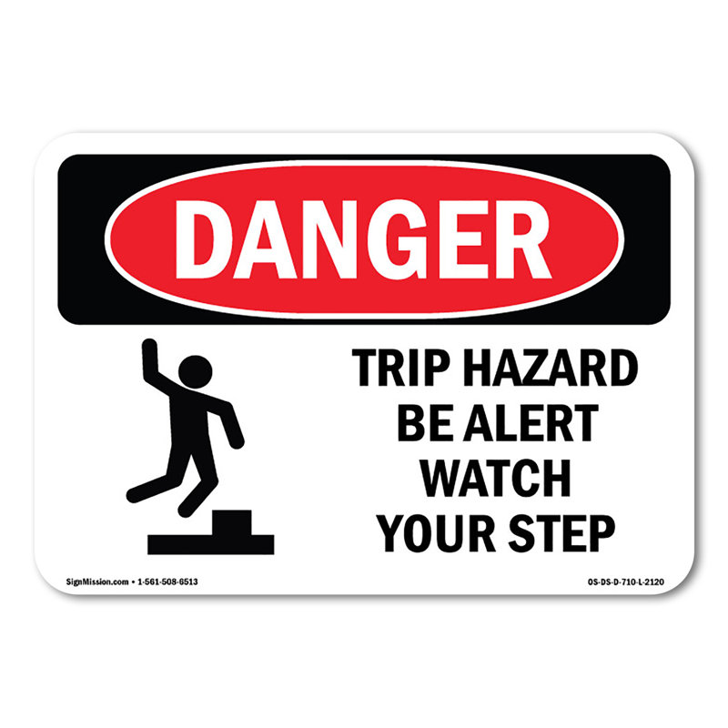 Décalcomanie Trip Hazard Be Alerte Watch Your Step 7 po x 5 po