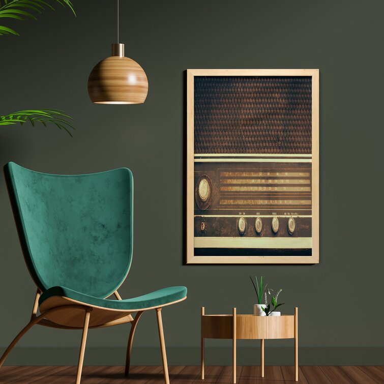 muggen Forestående At lyve Bless international Old Antique Retro 60S Style Radio Music Player  Loudspeakers Buttons Framed On Fabric Photograph | Wayfair