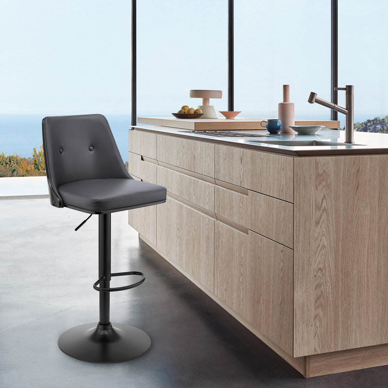 Tabouret de bar Mulaykah Mid-Century, Noir, Gris