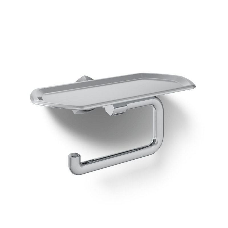 Occasion Toilet Paper Holder With Tray, Polished Chrome