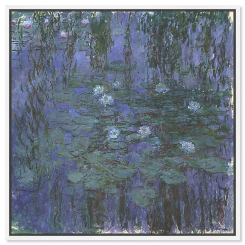 Art mural Monet, Cadre blanc, H 17 po x l 17 po