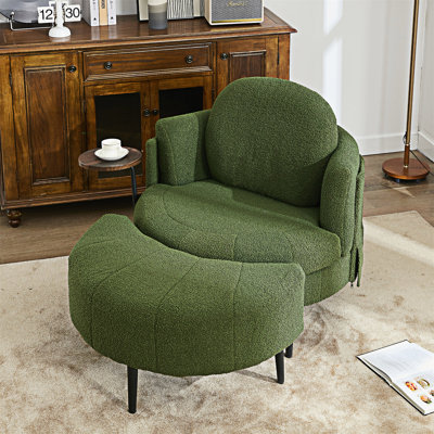 Fauteuil rembourré simple avec repose-pieds mobile