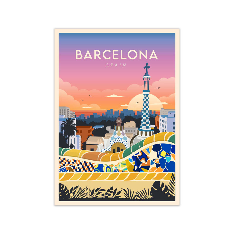 Barcelona Travel by Pryzm Posters - Print, Unframed, 60cm H x 42cm W x 0.5cm D