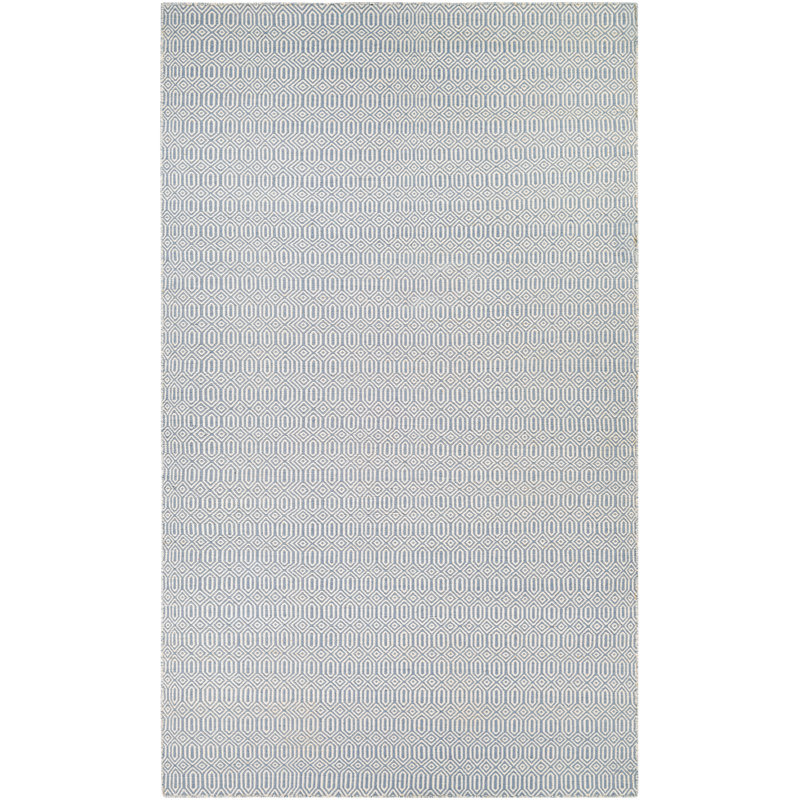 Tapis gris / blanc tissé à la main, Rectangle 3 pi x 5 pi
