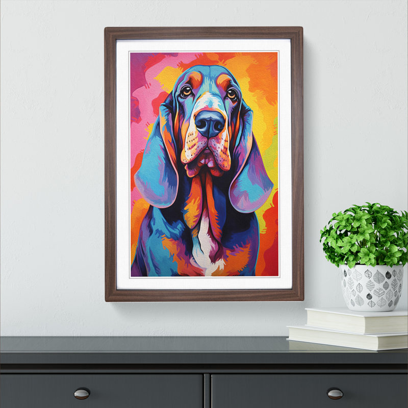 Single Picture Frame Print on Wood, Walnut Framed, 34cm H x 25cm W