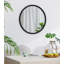 32 "miroir circulaire avec cadre perlé en métal, miroir mural pour le hall d'entrée de la chambre à coucher du salon