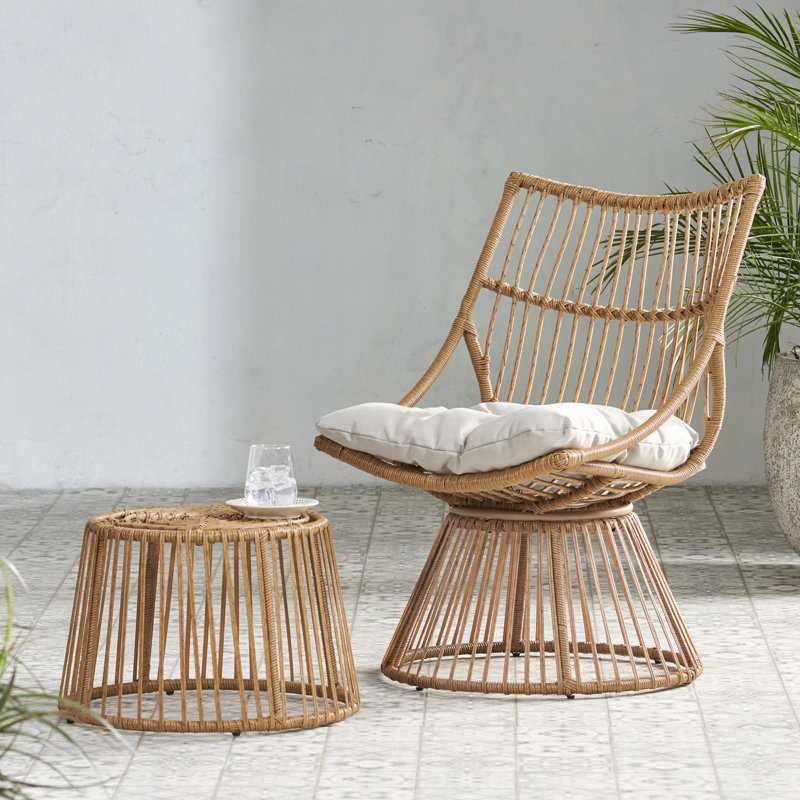 Chaise et table d'appoint, 1, Gris clair, Marron clair