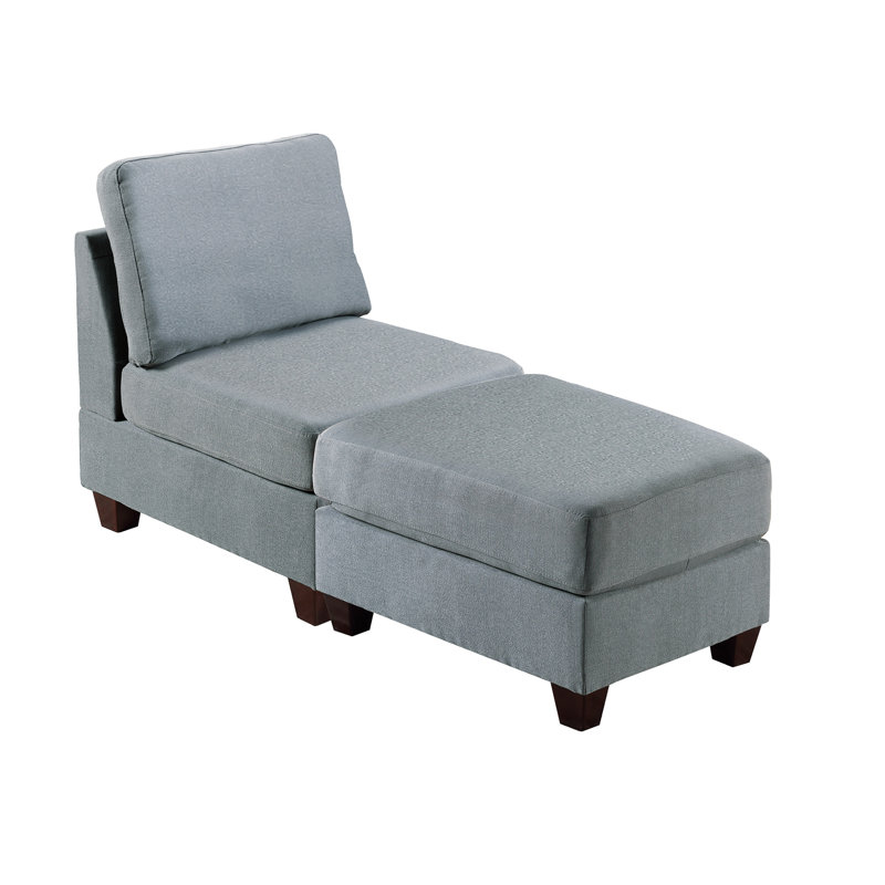 Tissu gris modulaire semblable au lin - 2 pièces, fauteuil et paire de 2 pièces gris