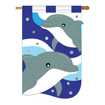 Drapeau de maison pour animaux de mer à double face 28 "x 40" Roberts Dolphins