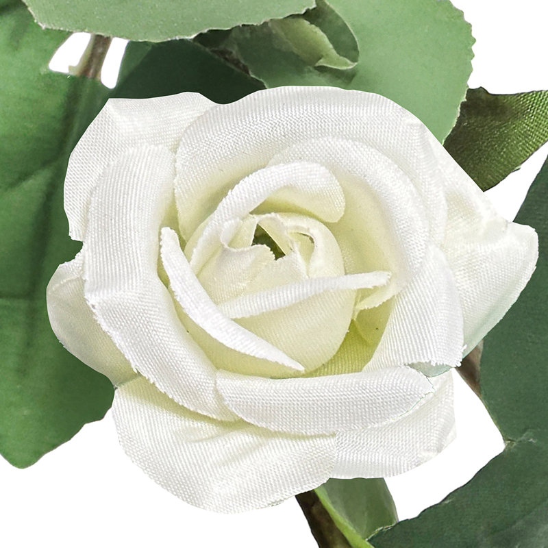 Artificial Tea Rose Flower Stem Hanging Spray, Cream White