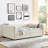 Daybed With Trundle And Storage Space Drawers, Queen Size Upholstered Bed In Beige Boucle, 88"X65.5"X29.5", Stripe Pattern, Comfortable Back Arm Support, Quick Assembly Steps Ample Space, Work