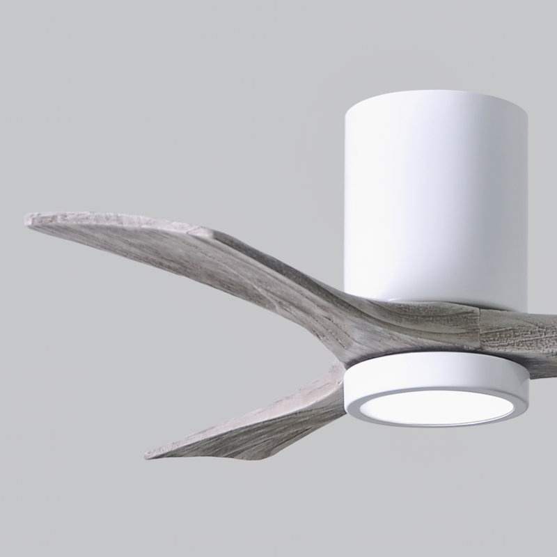 Irene LED Ceiling Fan, Gloss White, Barn Wood Tone, 52"