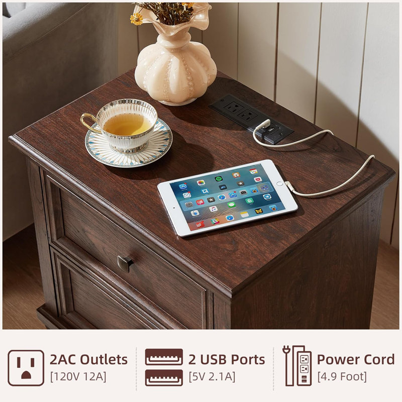 Simple And Low Bedside Table, Brown, Brown