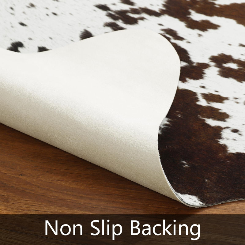 Western Decor Faux Fur Cowhide Rug, Novelty 5'2" x 6'2"