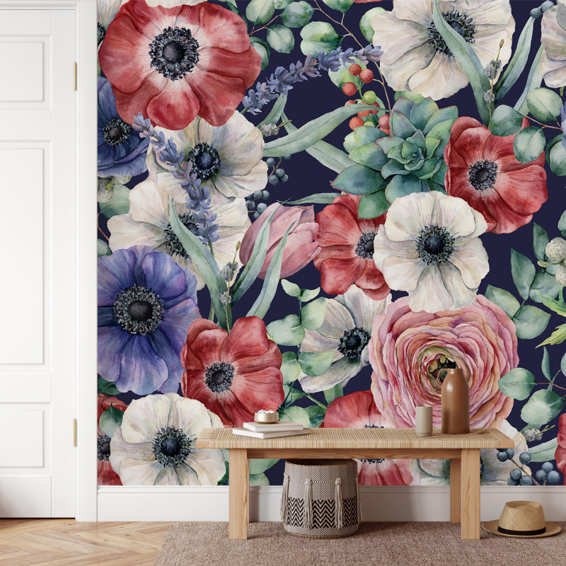 Floral Wall Mural, 10.41" L x 125" W, Vinyl