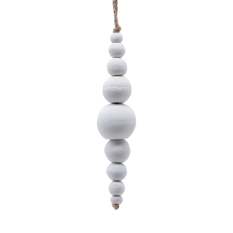 7'' Solid Wood Ball Ornament, White