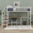 Full Size Metal Loft Bed With Desk And Lateral Storage Ladder-1938682883