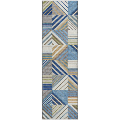 Premium Machine Washable Mayfield AMF2399 Striped Rug