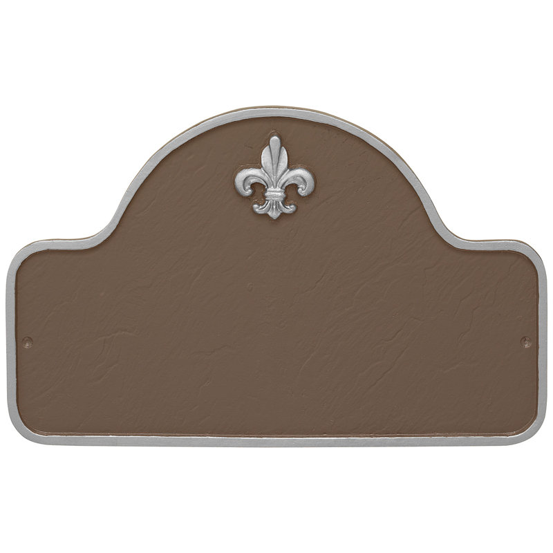 Plaque d'adresse à deux lignes Fleur de Lis Lexington, Sable / argent, Oui
