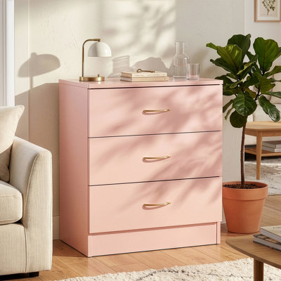 Table de chevet blanche à 3 tiroirs de 25,98 po de hauteur